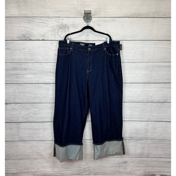 A New Approach Plus Size Highest Rise Wide Leg Cuffed Jeans Size 24W - Picture 1 of 8